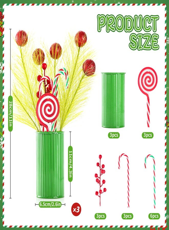 Vynium 3Pcs Christmas Centerpiece Table Decorations, Red Berry Candy Decorative Jar Christmas Centerpieces for Tables, Holiday Jar Decor for Dining Coffee Table Xmas Winter Holiday New Year Home Ornament - Image 2